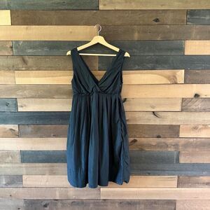 Gap Black Cotton Blend Empire Waist Fit Flare Dress Balletcore Minimalist